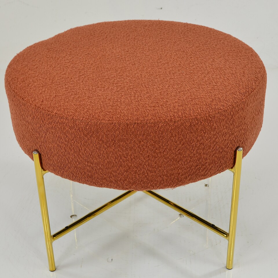 image 1 of Lakeland Furniture Avon Burnt Orange Boucle Gold Leg 1 Foot Stool