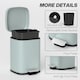 image 7 of HOMCOM 12 Litre Pedal Bin, Fingerprint Proof Kitchen Rubbish Bin with Soft-close Lid, Foot Pedal and Removable Inner Bucket for Recycling and Waste, Light Green | Green | Light Green | 1