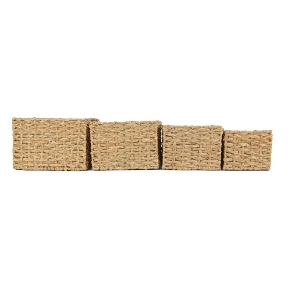 image 1 of Thatch Grass Woven Storage Basket Green | S