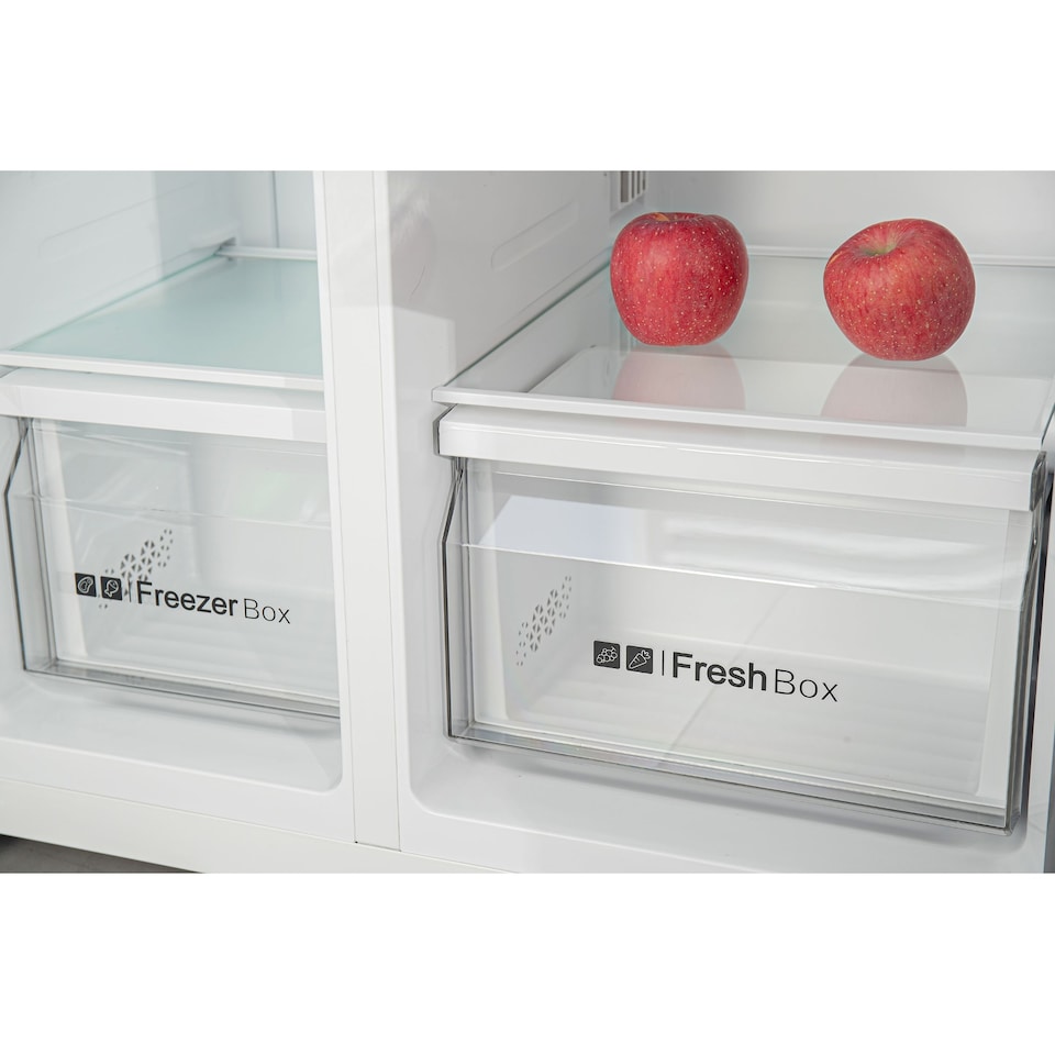 image 1 of HYE 444 Litre Frost Free American Fridge Freezer with Non-Plumbed Water Dispenser, 83cm, Silver - RF01AMWD460S03