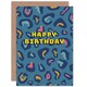 image 1 of Happy Birthday Blue Leopard Pattern Greeting Card