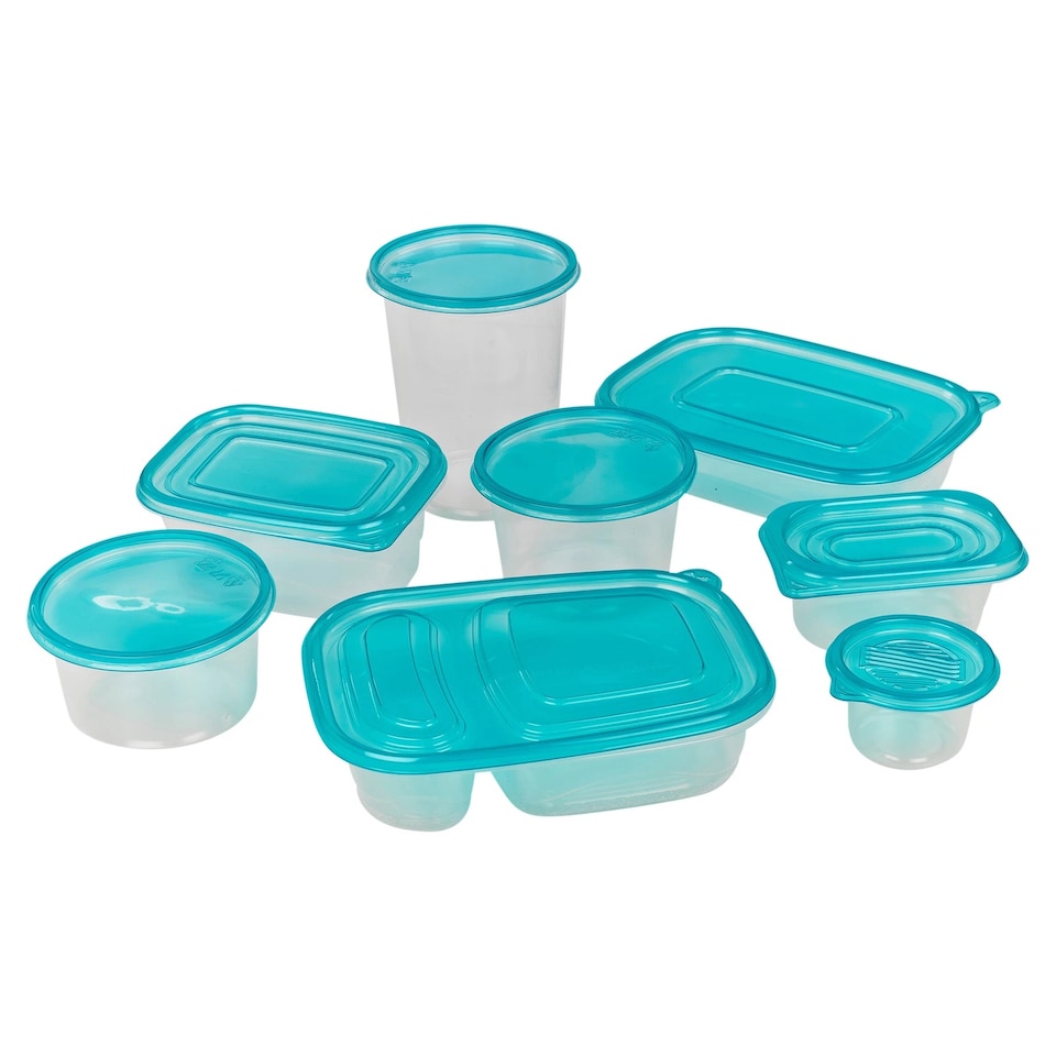 image 1 of 100 Pc Reusable Plastic Food Storage Boxes Containers Lid Microwave Freezer Safe