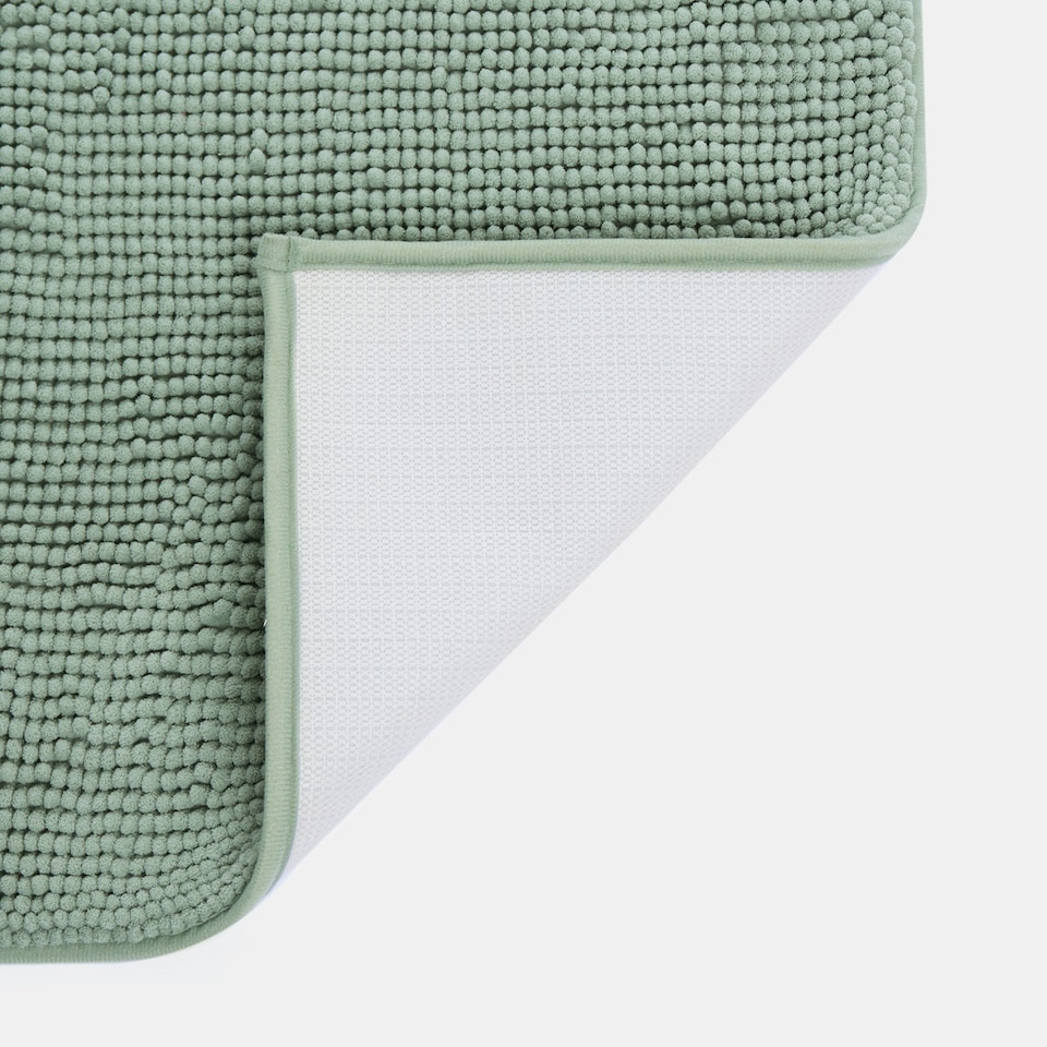 image 1 of OHS Soft Microfibre Non-Slip Absorbent Noodle Chenille Bath Runner Mat Green | Sage Green | 45 x 75cm