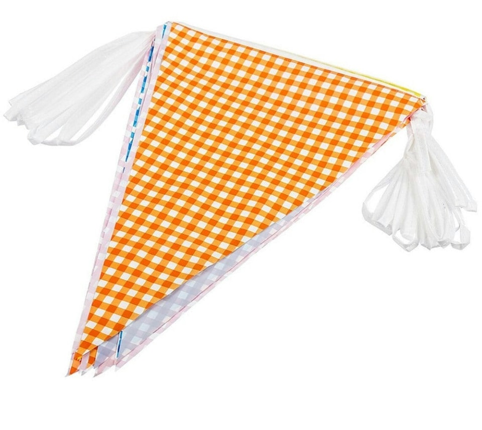 image 1 of Gingham Multi Colour Mix Party Bunting 10m with 20 Pennants