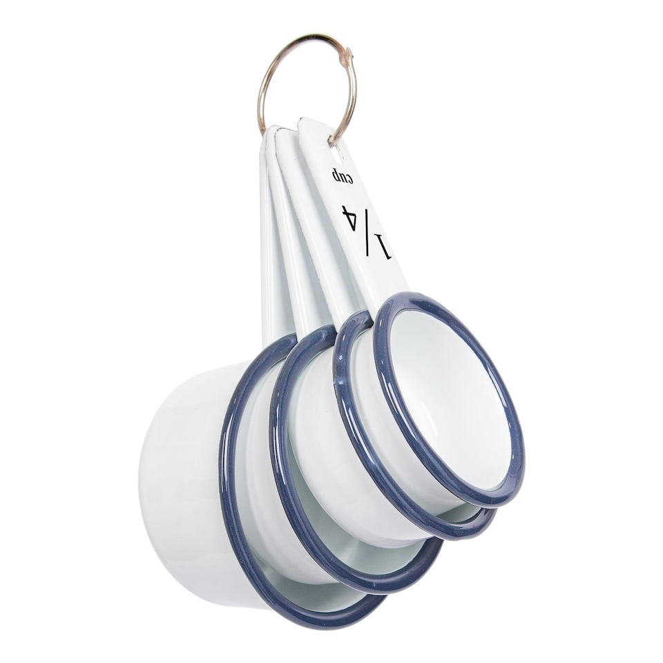image 1 of Argon Tableware 4pc White Enamel Measuring Cups Set - Blue Blue | One Size