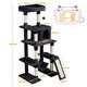 image 3 of Yaheetech Large Cat Tower with Hammock Scratching Posts Black