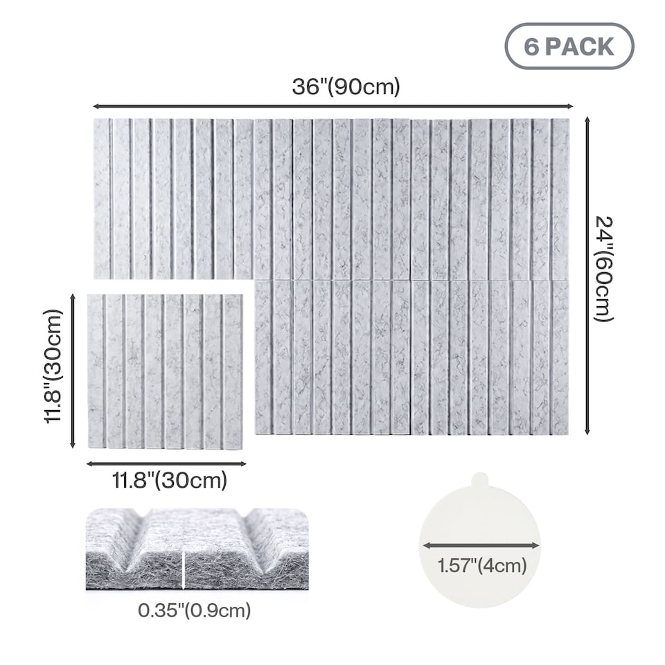 image 1 of Levede Felt Notice Board 6 Pack Wall Tiles Pin Board Self Adhesive Grey 30x30cm