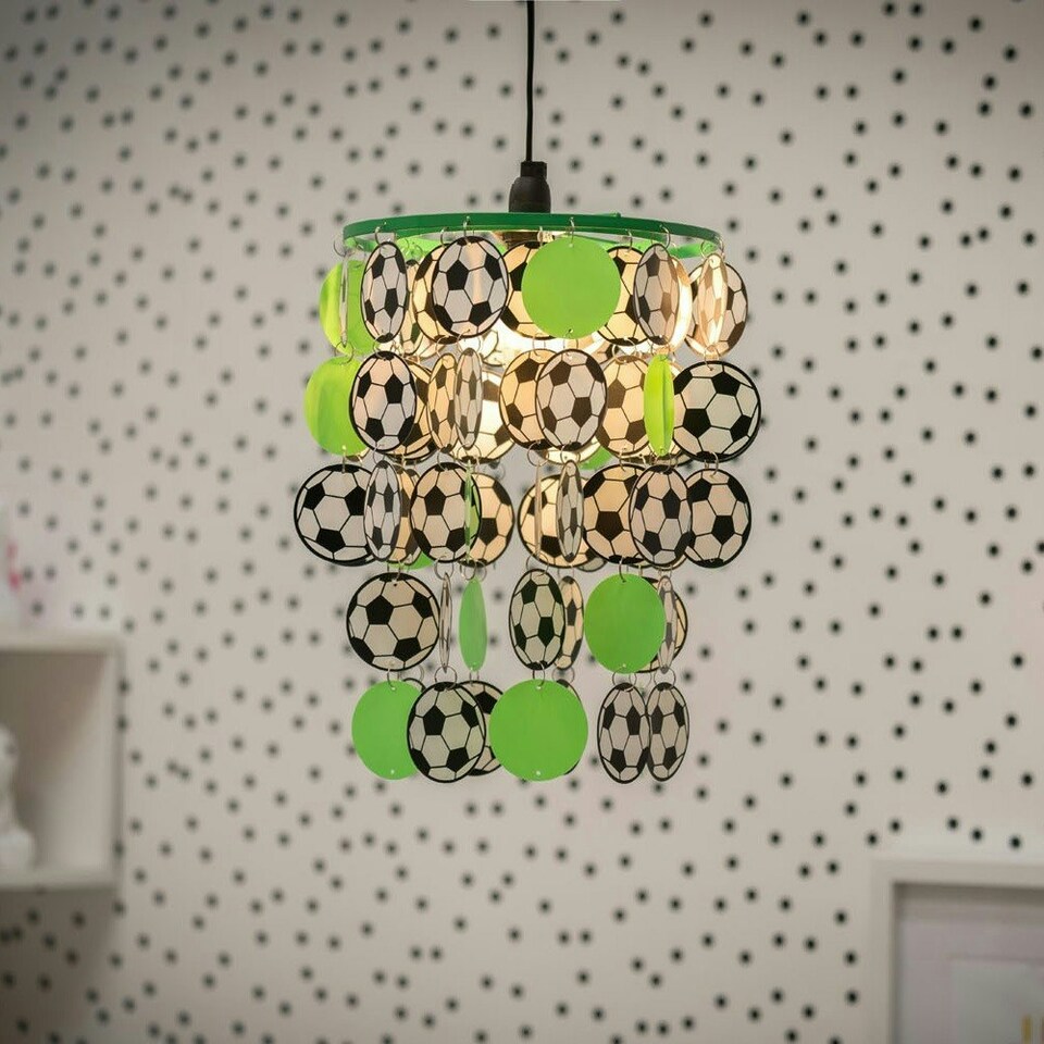 image 1 of ValueLights Children's Green And White Football /Nursery Ceiling Pendant Light Shade