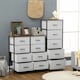 image 7 of HOMCOM 8 Drawer Fabric Chest of Drawers w/ Wooden Top for Hallway Grey