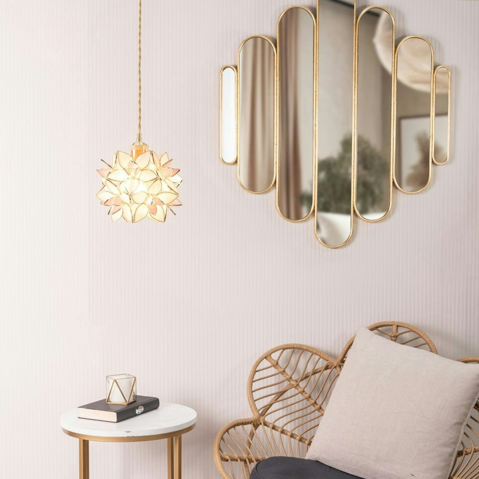 image 1 of ValueLights Reine Easy Fit Glass Flower Pendant Ceiling Light Shade / Table Lampshade - Pink - Bulb Included