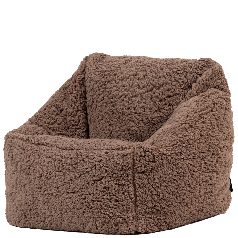image 1 of Icon Kids Natalia Teddy Berber Fleece Armchair Bean Bag, Mocha Brown