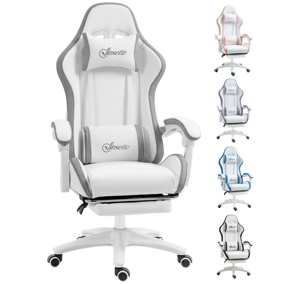 image 1 of Vinsetto Racing Style Gaming Chair with Reclining Function Footrest, Blue