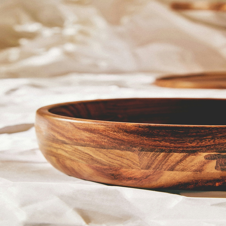 image 1 of Rosi Small Round Sheesham Wood Salad Bowl Brown