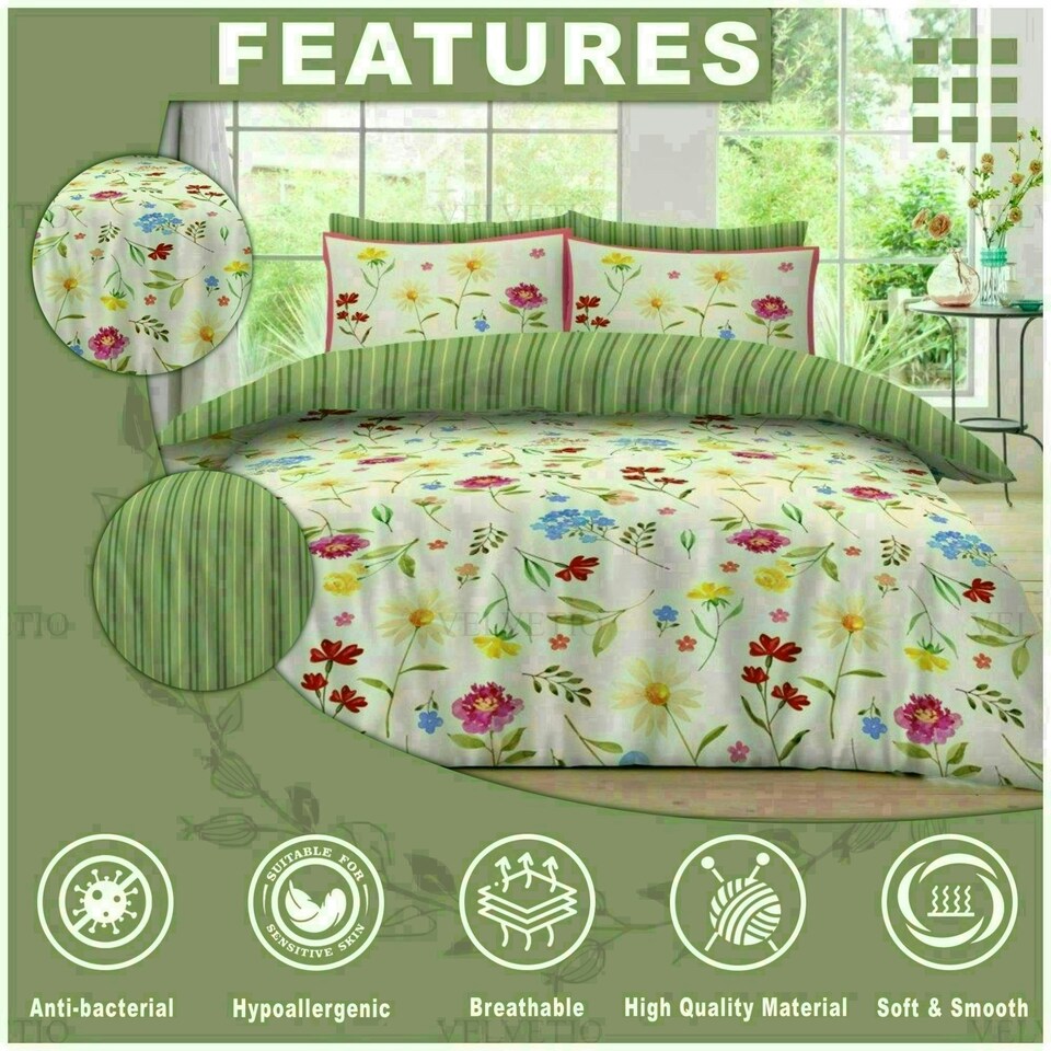 image 1 of Delphie Printed Duvet Cover Set Reversible Polycotton Beddings Multi | King