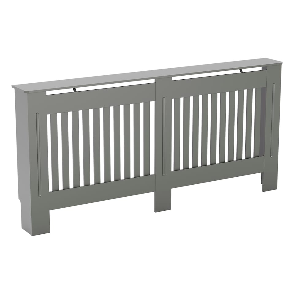 image 1 of Vida Designs Chelsea Radiator Cover Painted MDF Slatted Cabinet, Grey, 172cm