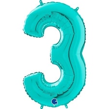 Tiffany Blue Number 3 Helium Foil Giant Balloon 66cm / 26 in