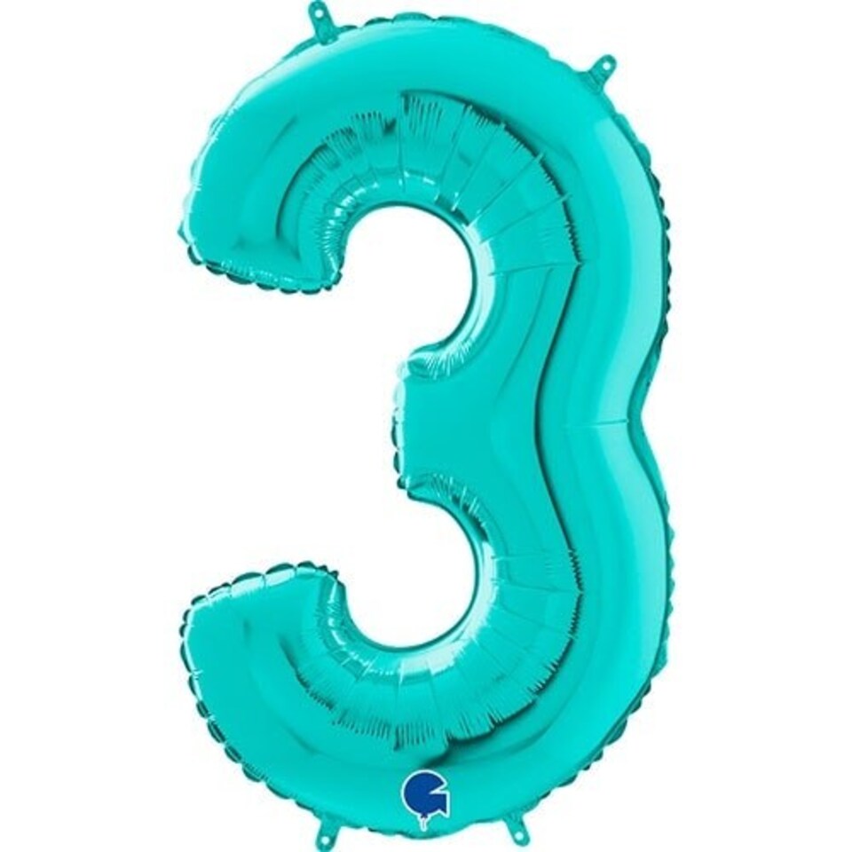 Tiffany Blue Number 3 Helium Foil Giant Balloon 66cm / 26 in