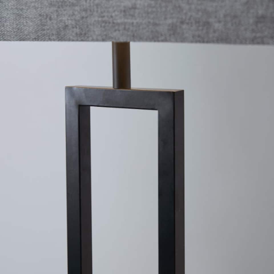 image 1 of Walsten Black Floor Lamp with Grey Shade