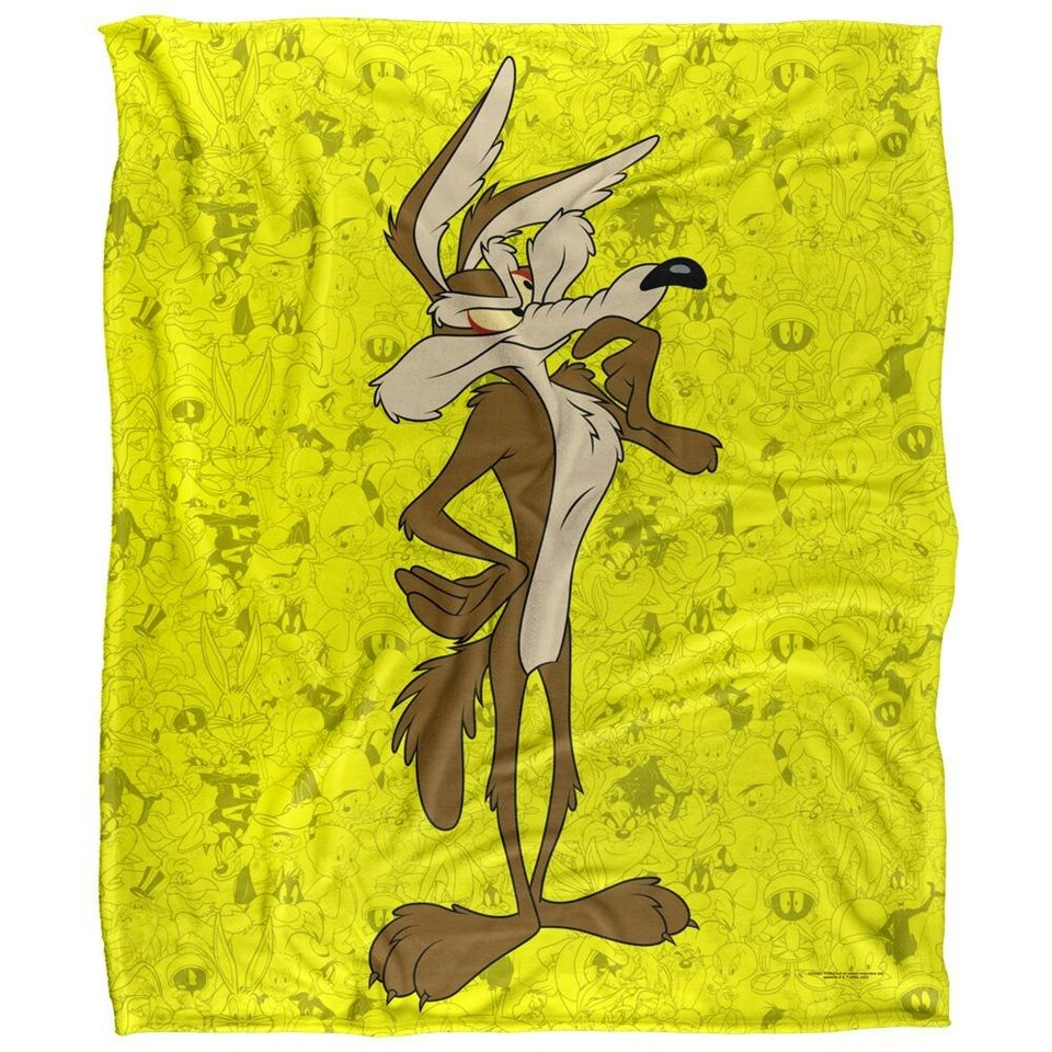 image 1 of Looney Tunes Character Collage Wile E Coyote Blanket - Multicoloured - One Size