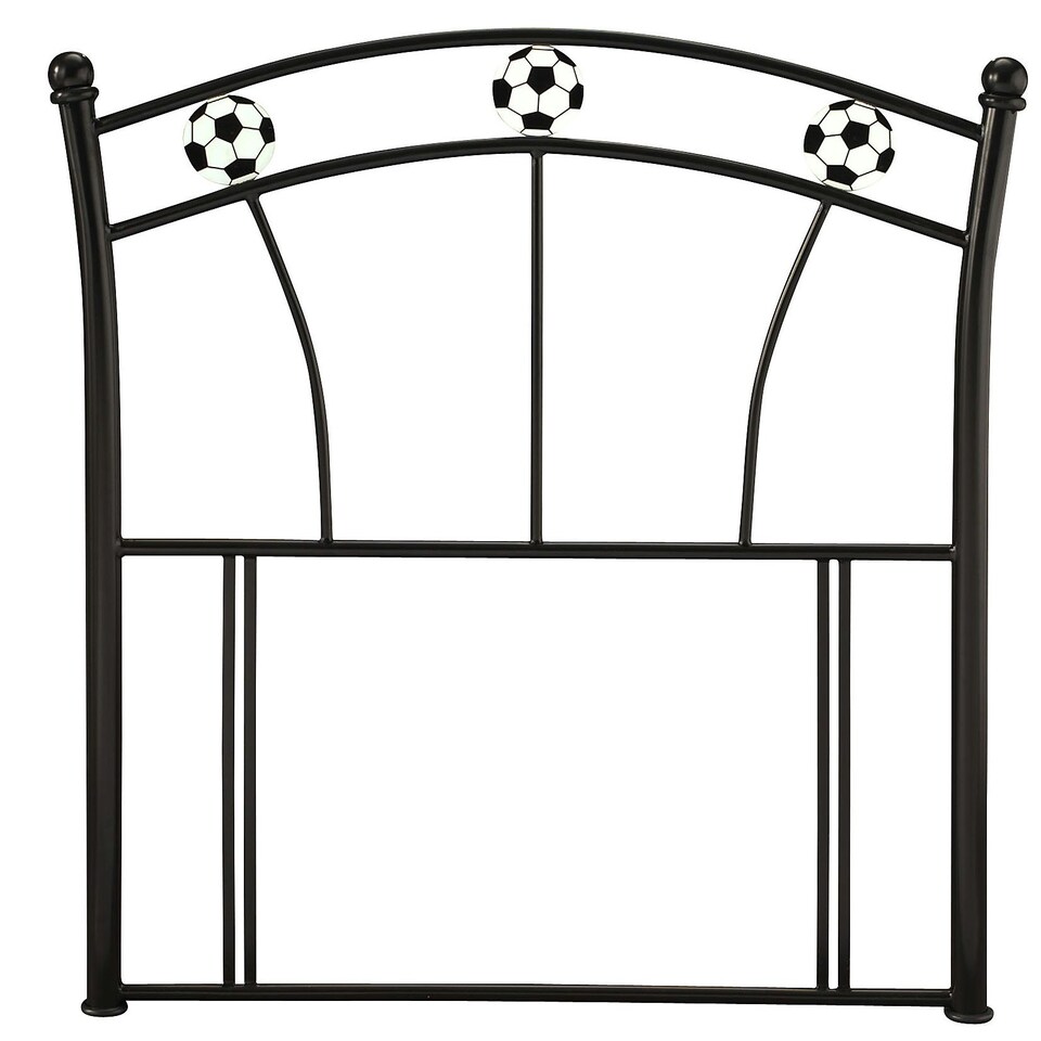 image 1 of 3ft Single Football headboard.Metal black soccer, sports bed head end. 3ft Single Black | 3ft Single