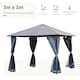 image 3 of Outsunny 3 x 3(m) Polycarbonate Hardtop Gazebo with Aluminium Frame and Curtains