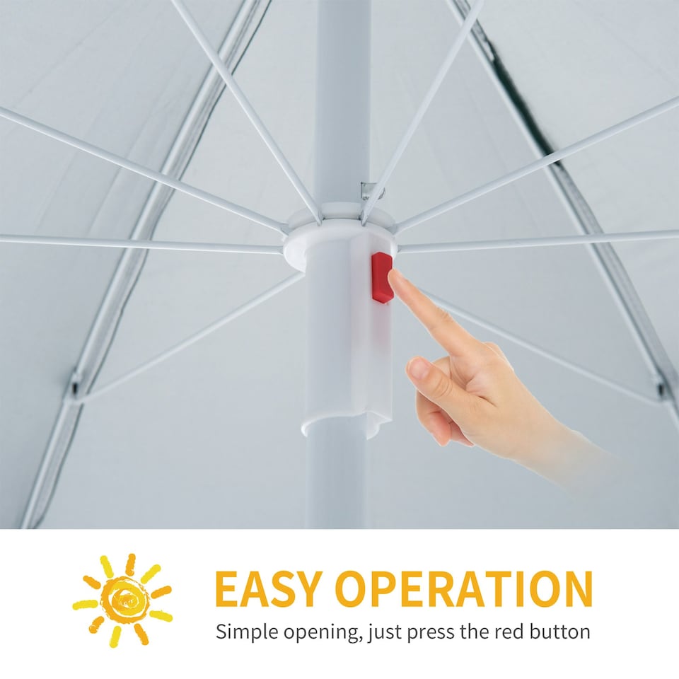 image 1 of Outsunny 2.2M Outdoor Parasol Fishing Umbrella Beach Sun Shelter w/ Carry Bag