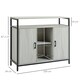 image 7 of HOMCOM Modern Sideboard Storage Cabinet with Adjustable Shelves Light Grey Grey | Black