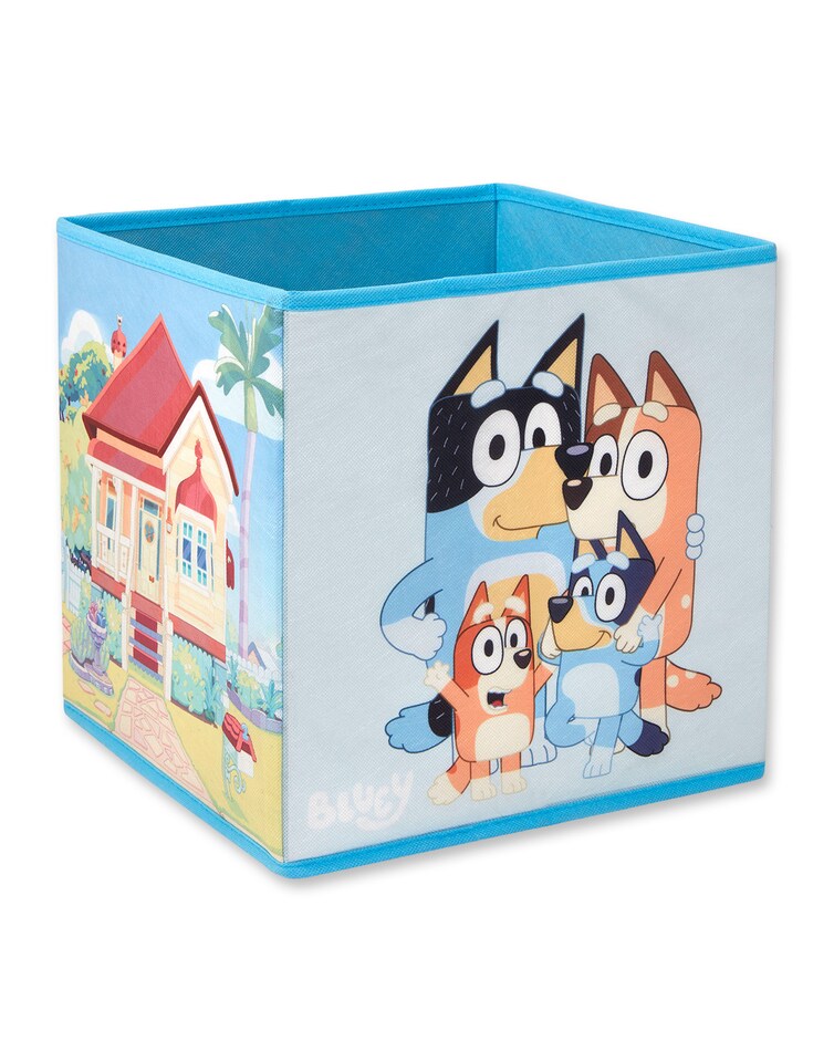 image 1 of Bluey Storage Cubes Blue Set of 2 | Foldable Fabric Toy Boxes | Kids Bedroom Organiser | Collapsible Storage Bins for Toys, Clothes | Kallax Shelving Compatible Inserts Bluey Merch