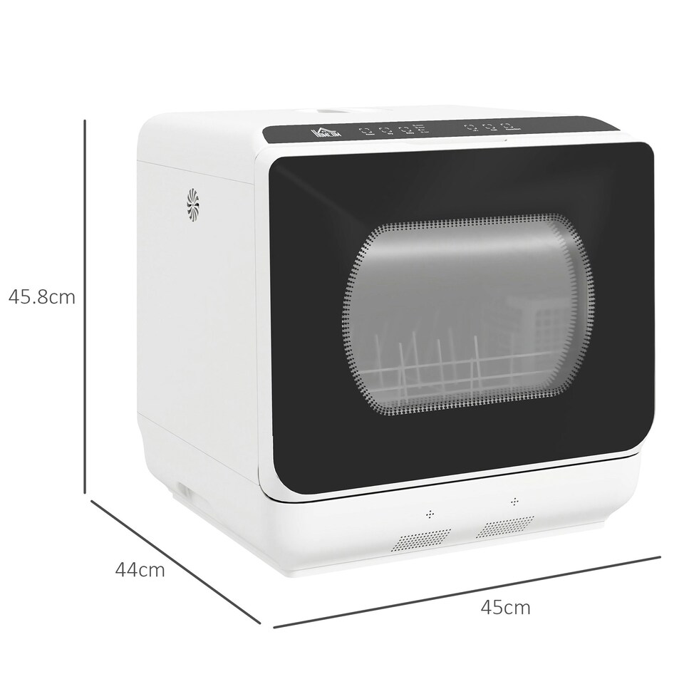 image 1 of HOMCOM Worktop Dishwasher w/ 4 Place Settings 6 Programs, Silver Tone