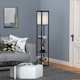image 8 of HOMCOM Floor Lamp with Shelves, Modern Tall Standing Lamps with Fabric Lampshade, Chain Switch and Single Light for Living Room, Bedroom, Bulb not Included, Black
