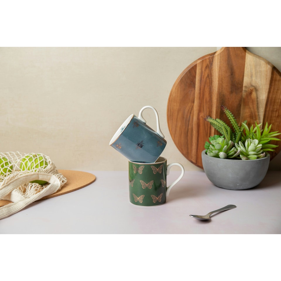 image 1 of Mikasa Bee Straight-Sided Porcelain Mug, 280ml | Blue