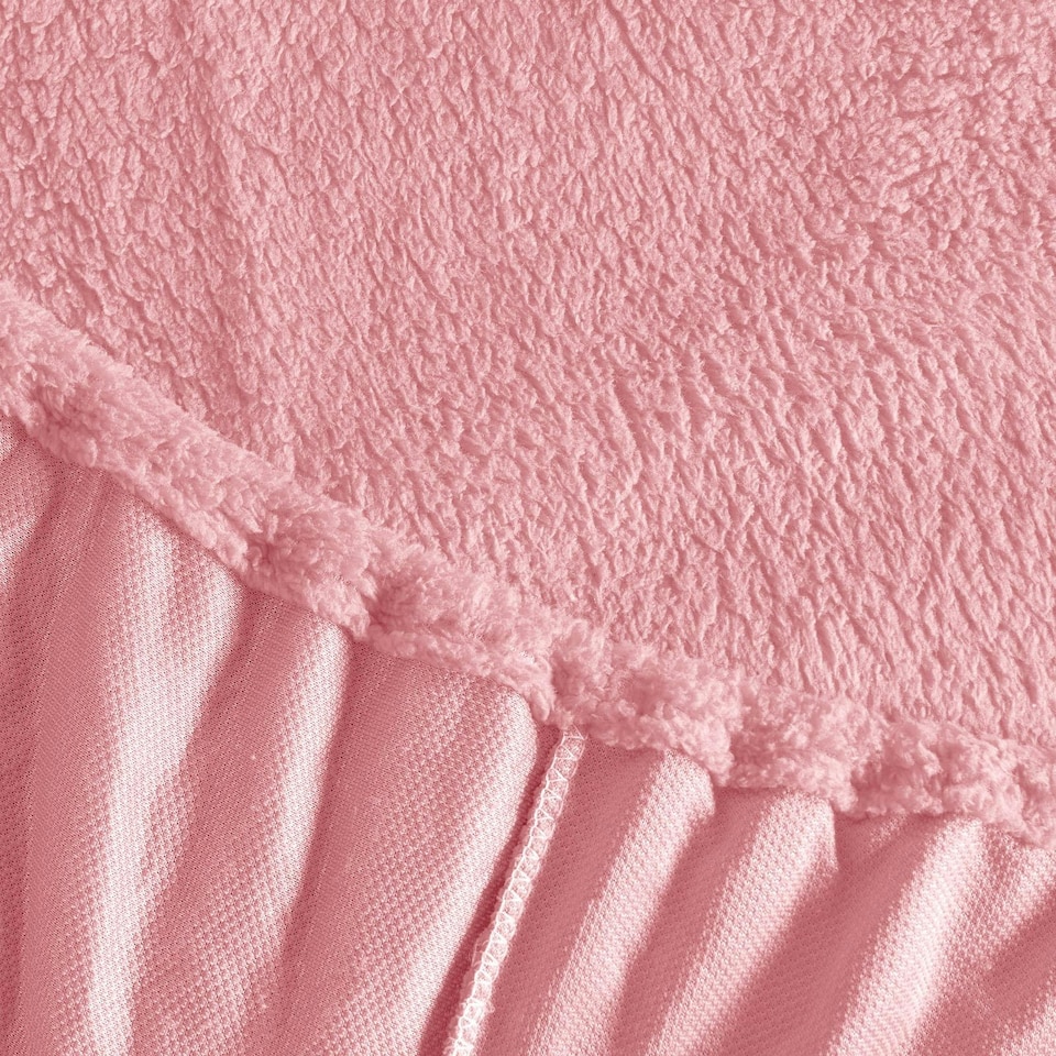 image 1 of OHS Soft Warm Thermal Teddy Fleece 25cm Deep Fitted Bed Sheet, Double - Pink