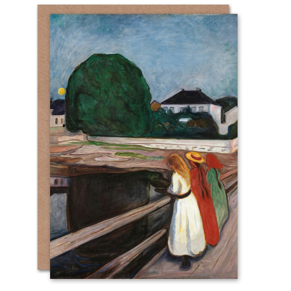 image 1 of Edvard Munch Art Card Young Girls on the Bridge