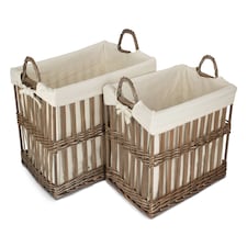 Set of 2 Malmo Openwork Laundry Storage Basket | Brown | Brown