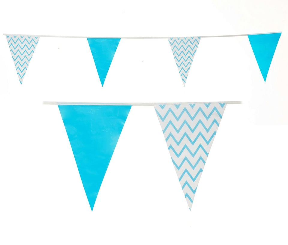 image 1 of Blue and White Pattern Party Bunting 10m with 20 Pennants