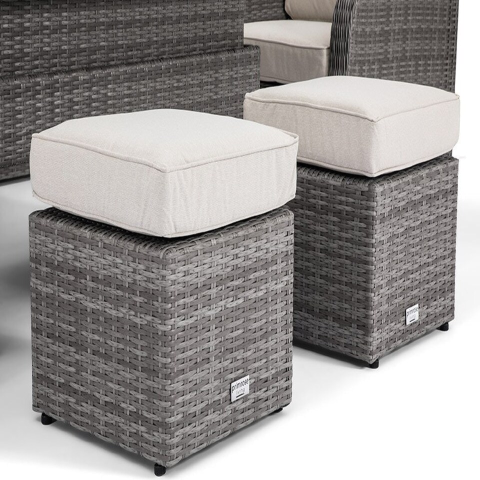 image 1 of Classic Rattan 8 Seater Sofa Set with Rising Dining Table in Stone