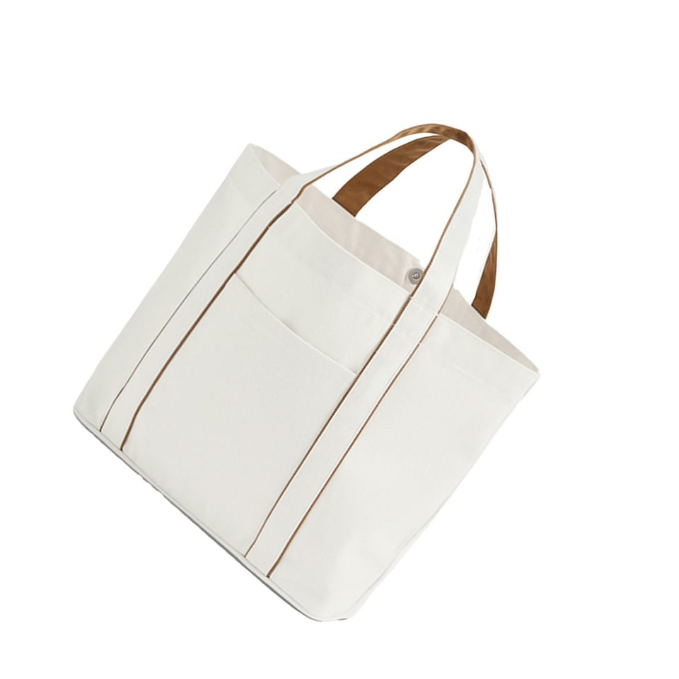 image 1 of Westford Mill Courtside Medium Tote Bag - Soft White/Caramel - One Size