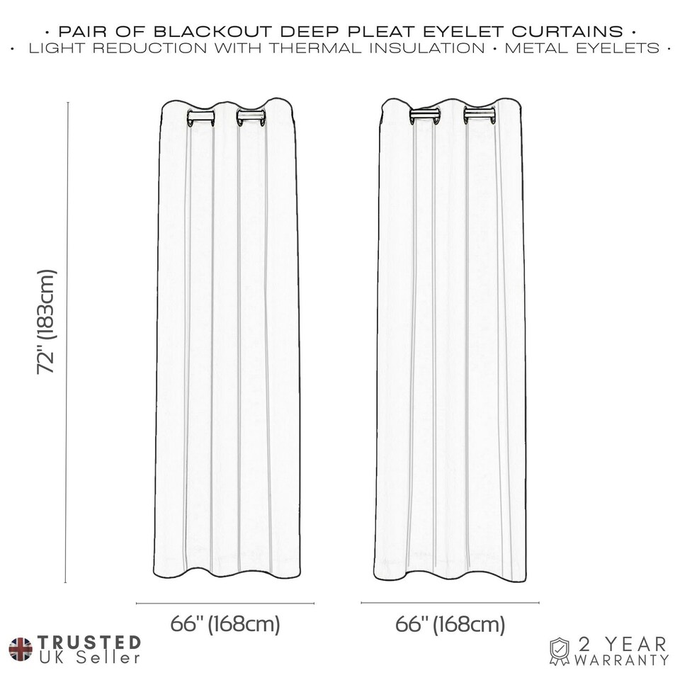 image 1 of Purple Blackout Curtains - Eyelet Thermal Curtain - 66 x 72 Inch Drop - 2 Panel Purple