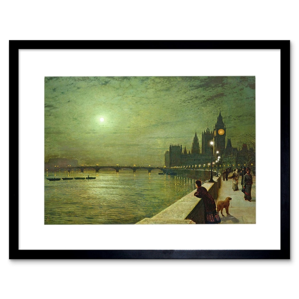 image 1 of John Atkinson Grimshaw Reflections On Thames 1880 Framed Wall Art Print