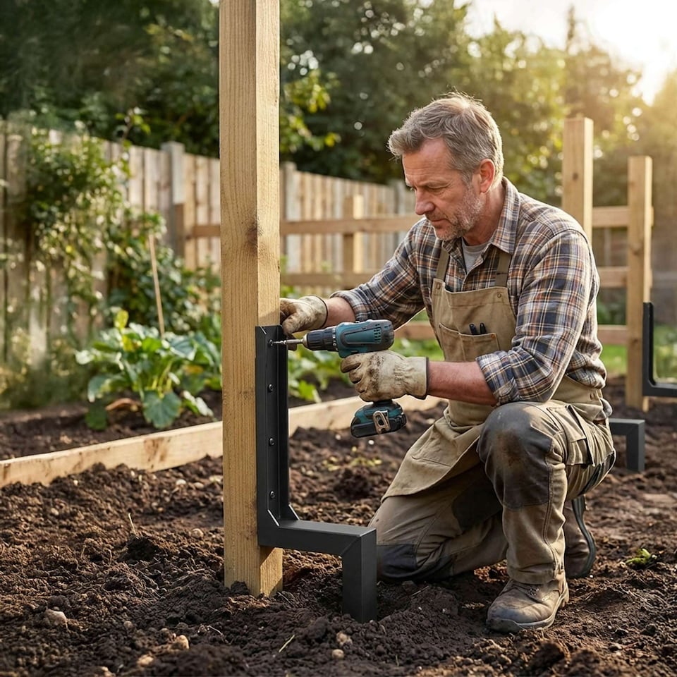 image 1 of Metal Fence Post Support and Repair Spikes | Black