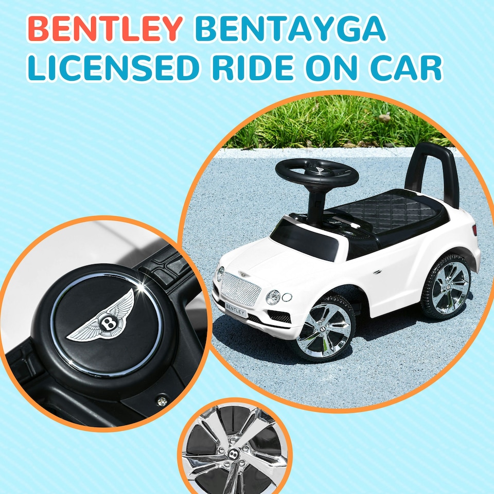 image 1 of AIYAPLAY Bentley Licensed Ride on Car, Foot to Floor w/ Music Horn - White