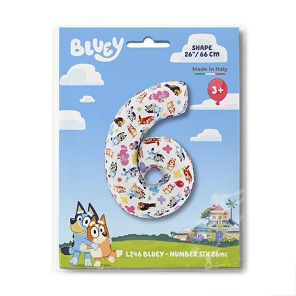 image 1 of Bluey Number 6 Giant Foil Helium Balloon 66cm / 26 in