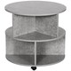 image 1 of HOMCOM Round Coffee Table, Movable Centre Table with Divided Shelves and Rolling Wheels, 3 Tier Living Room Table, Cement Colour | Grey