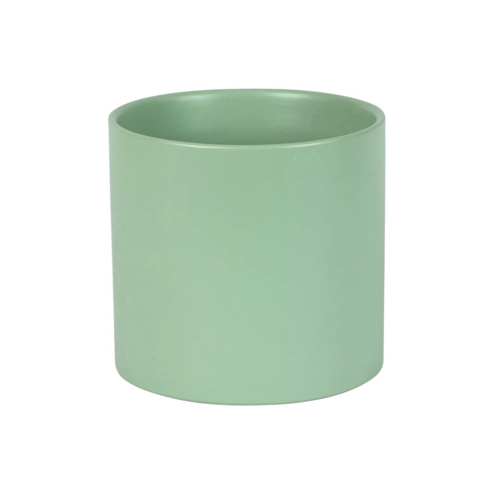 image 1 of Matte Sage Green Ceramic Indoor Plant Pot - H13 x W13.5cm Cream