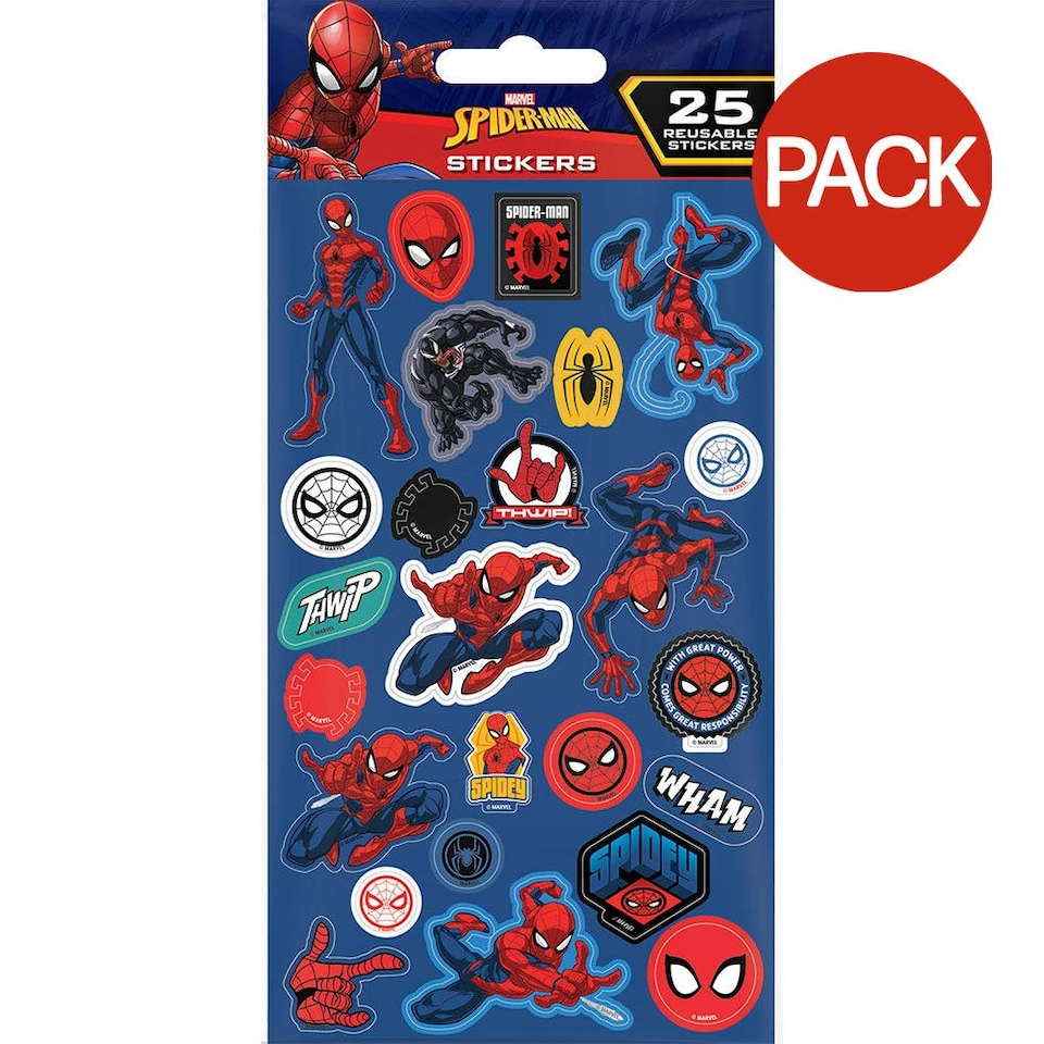 Spider-Man Paper Sticker Sheet (Pack of 25) - Multicoloured - One Size