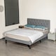 image 7 of HOMCOM Double Bed Frame with 5-Level Adjustable Linen Headboard
