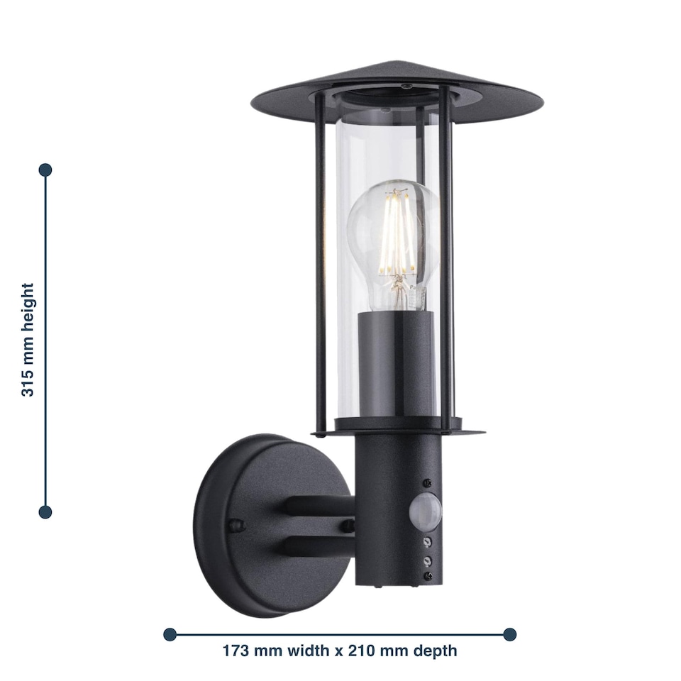 image 1 of Treviso - Black Motion Sensor Outdoor Security Light | Black | Clear | 1