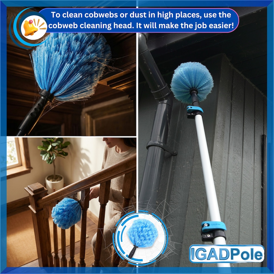 image 1 of IGADPole Water-fed Brush, Cobweb Duster and 10"(25cm) Squeegee (No Pole Included)