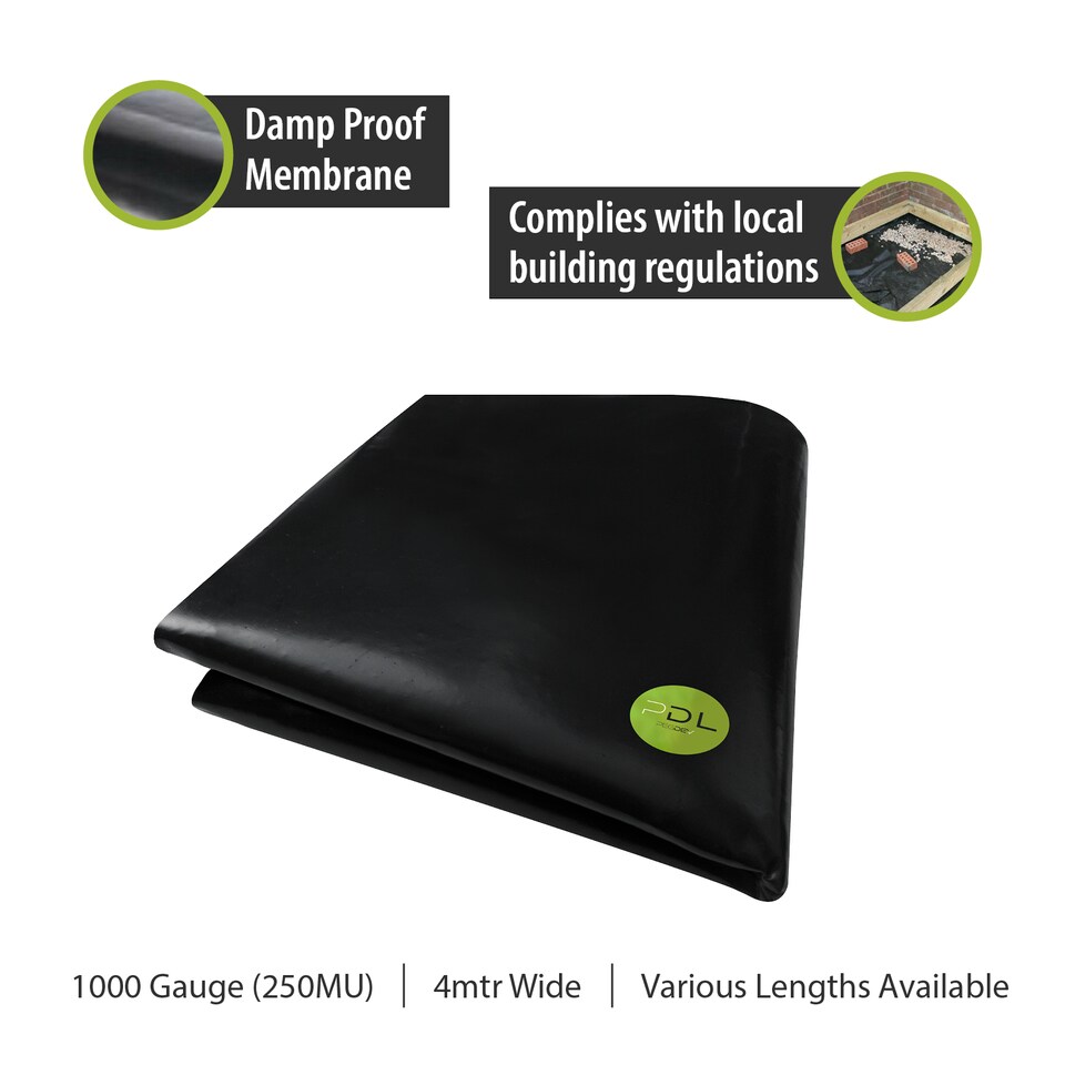 image 1 of Pegdev 10m x 4m 500G Black Heavy Duty Polythene Plastic Sheeting Garden DIY 125MU