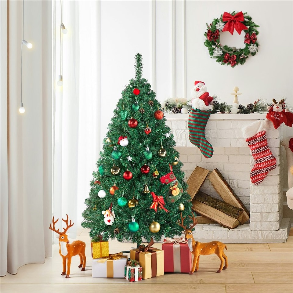image 1 of Yaheetech Hinged Fir Christmas Tree with Foldable Stand